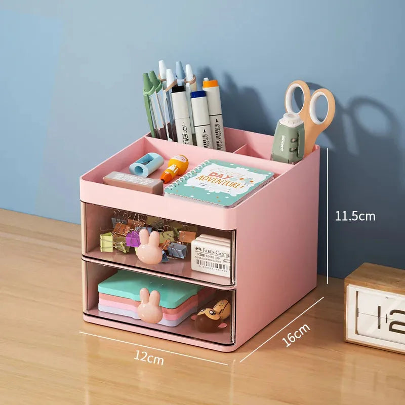 Small Desk Organizer with Drawers for Pens, Pencils, Phone, Business Cards and Stationery