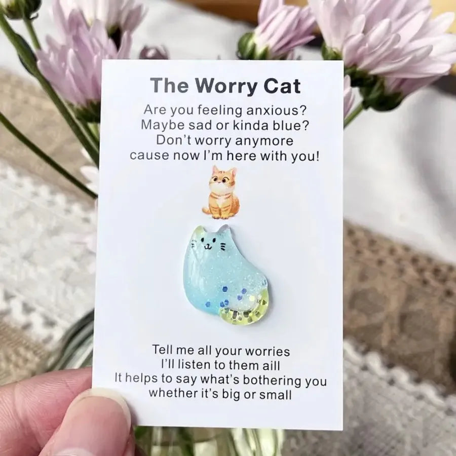 Worry Cat Pocket Hug Encouragement Card Gift