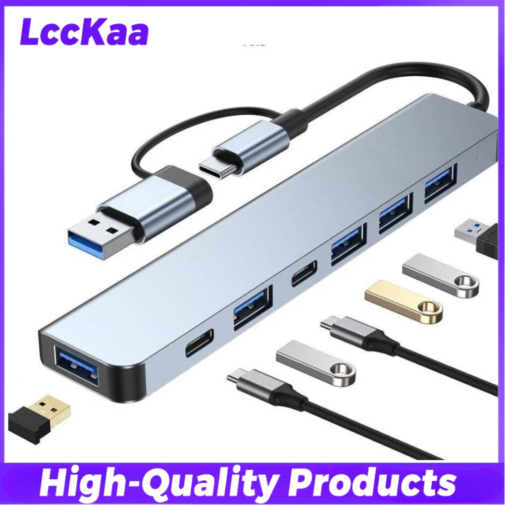 USB Multiport Hub Adapter with SD & MicroSD Card Reader Options