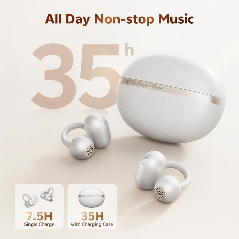 QCY Crossky C50 Open-Ear Bluetooth 6.0 Earbuds — Clip-On Sport Design with AI Clear Call & Bass Boost
