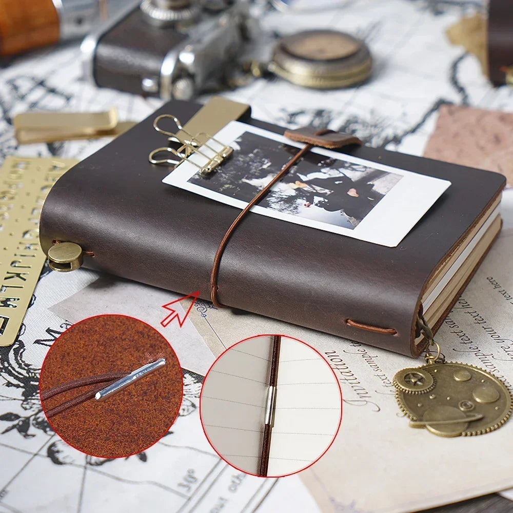 Genuine Leather Traveler’s Notebook with Refillable Inserts