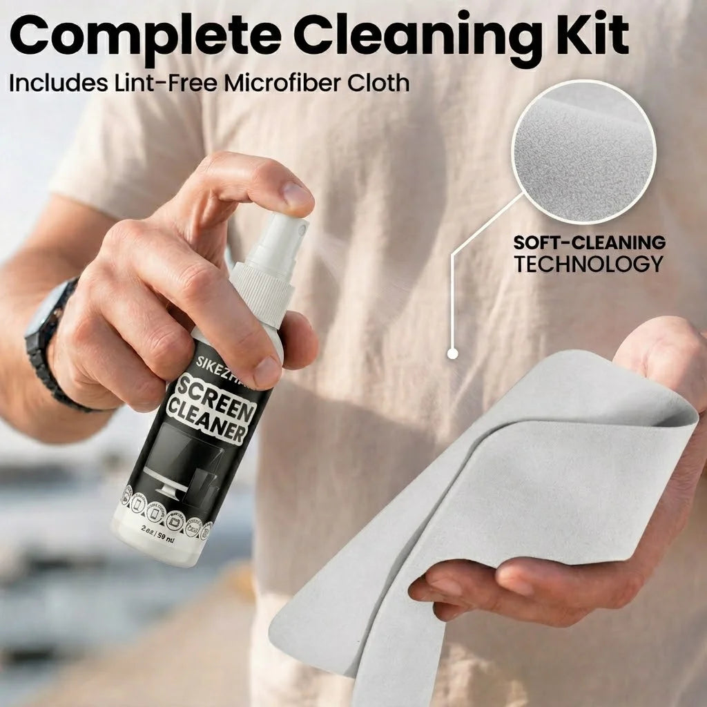 Screen Cleaner Spray Kit with Microfiber Cloth — for Phones, Laptops, Monitors & Glasses