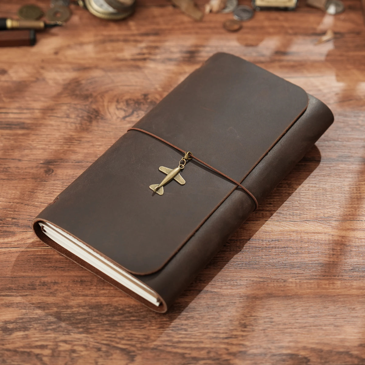 Trifold Leather Journal, Handmade Refillable Travel Journal Notebook