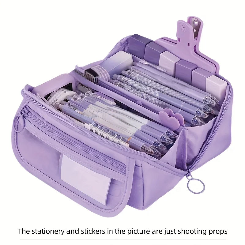 Large Capacity Pencil Case Organizer with Multi-Compartment Desktop Storage for School and Office Supplies