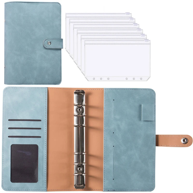 A6 PU Leather Budget Binder Notebook Cash Envelopes System Set Bill Organizer
