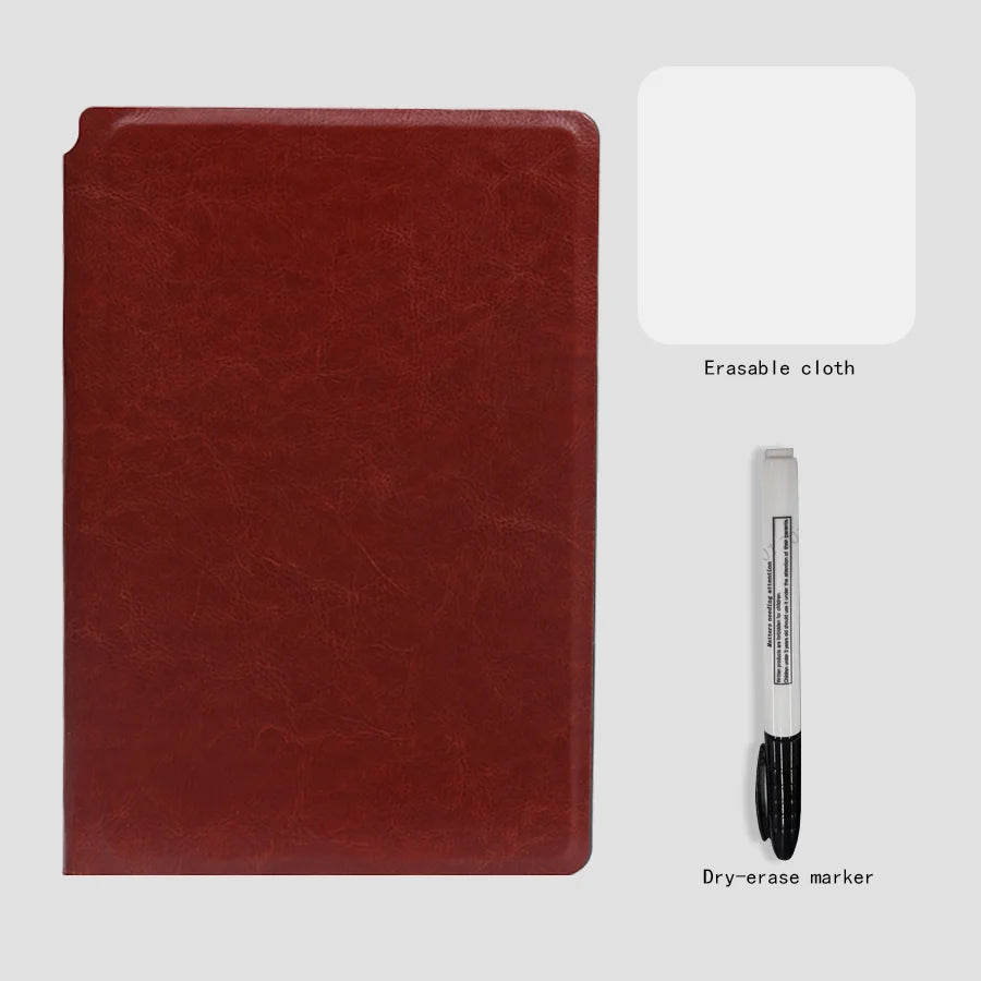 A5 Reusable Whiteboard Notebook — Portable Weekly Planner with Pen & Erasing Cloth