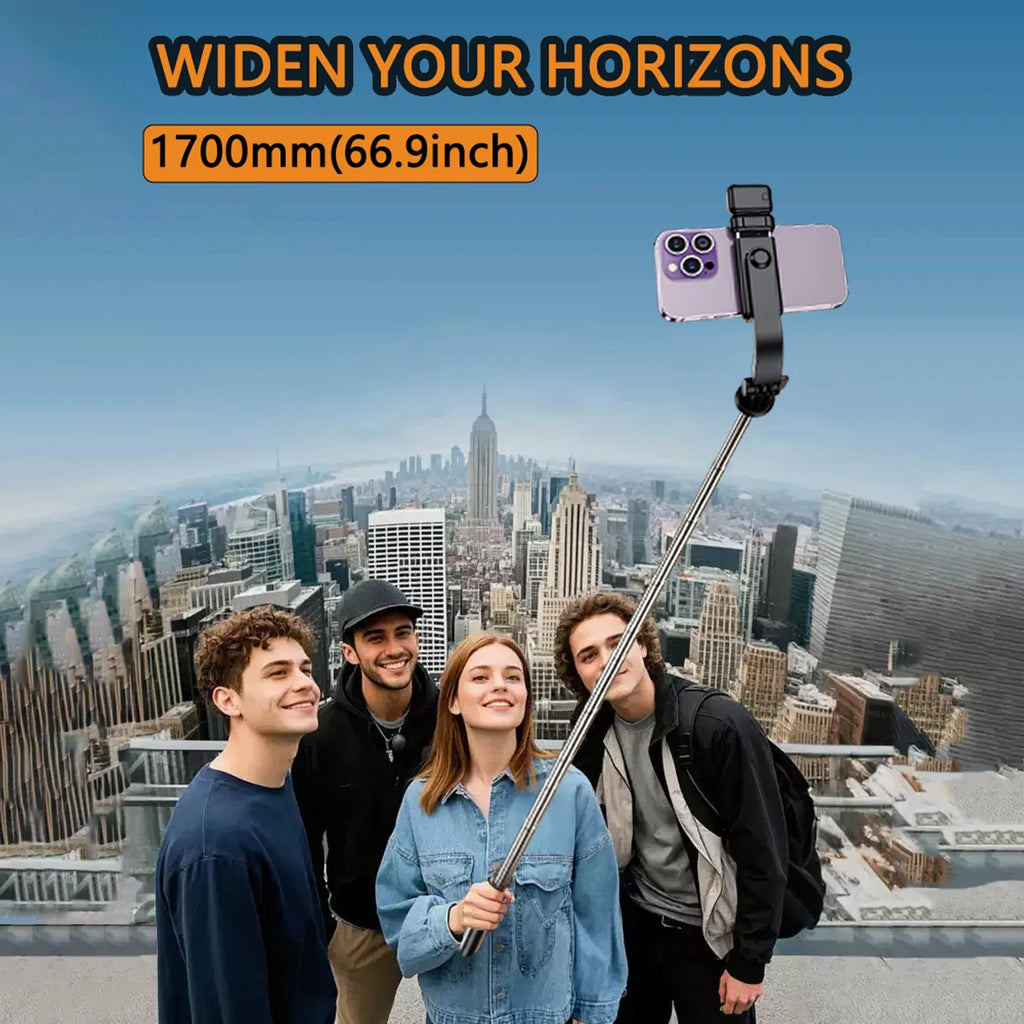 Portable Telescopic Bluetooth Selfie Stick with Wireless Remote for Phone, Extendable Travel Stick for Live Streaming and Photos
