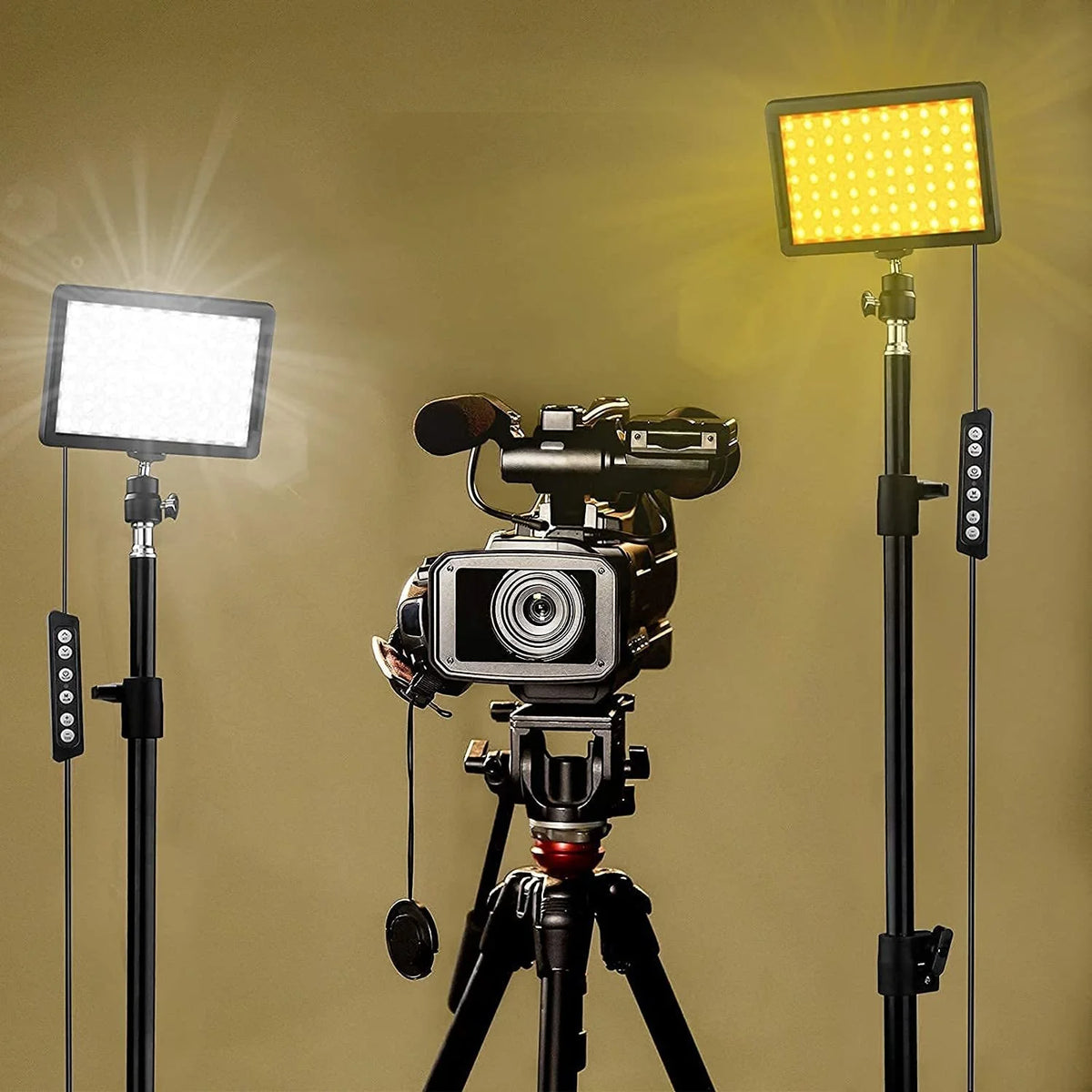 LED Video Light Photography Lighting Kit with Tripod Stand and 4 Color RGB Filters for Streaming, Filming and Content Creation