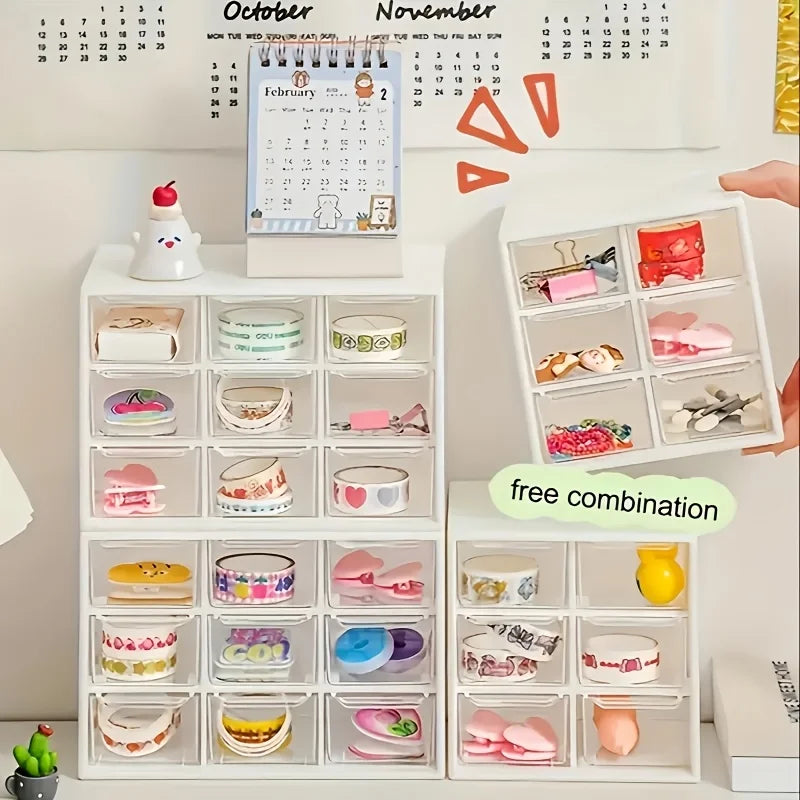Dustproof Multi-Grid Desktop Drawer Organizer Storage Box for Desk, Jewelry, and Office Supplies