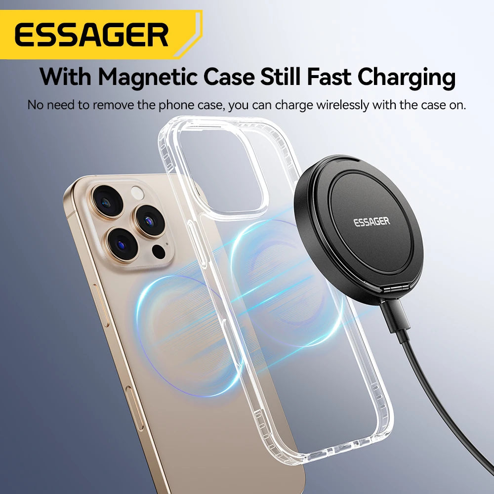 15W Magnetic Wireless Charger with Holder — Fast Charging Pad for iPhone & AirPods