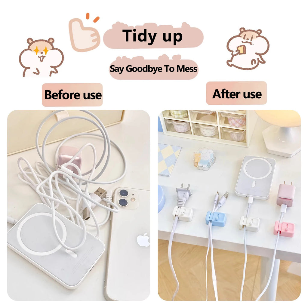 No-Drill Edge-Mounted Cord Organizer For Charging Cables And Data Wires.