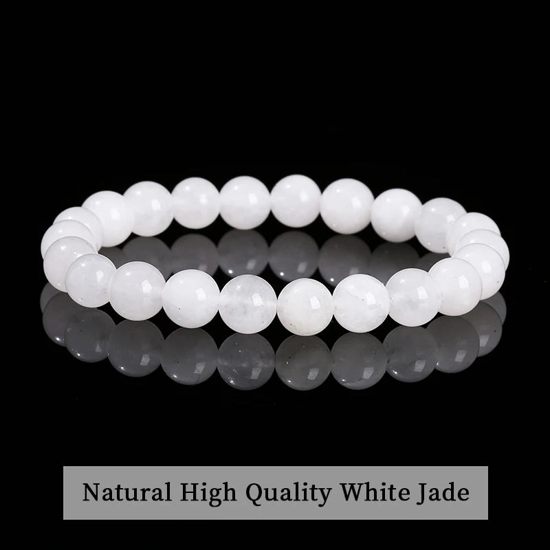 Natural Stone Beads Bracelet — Amethyst, Tiger Eye, Crystal & More