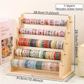 Wooden Washi Tape and Sticker Storage Rack Desktop Organizer