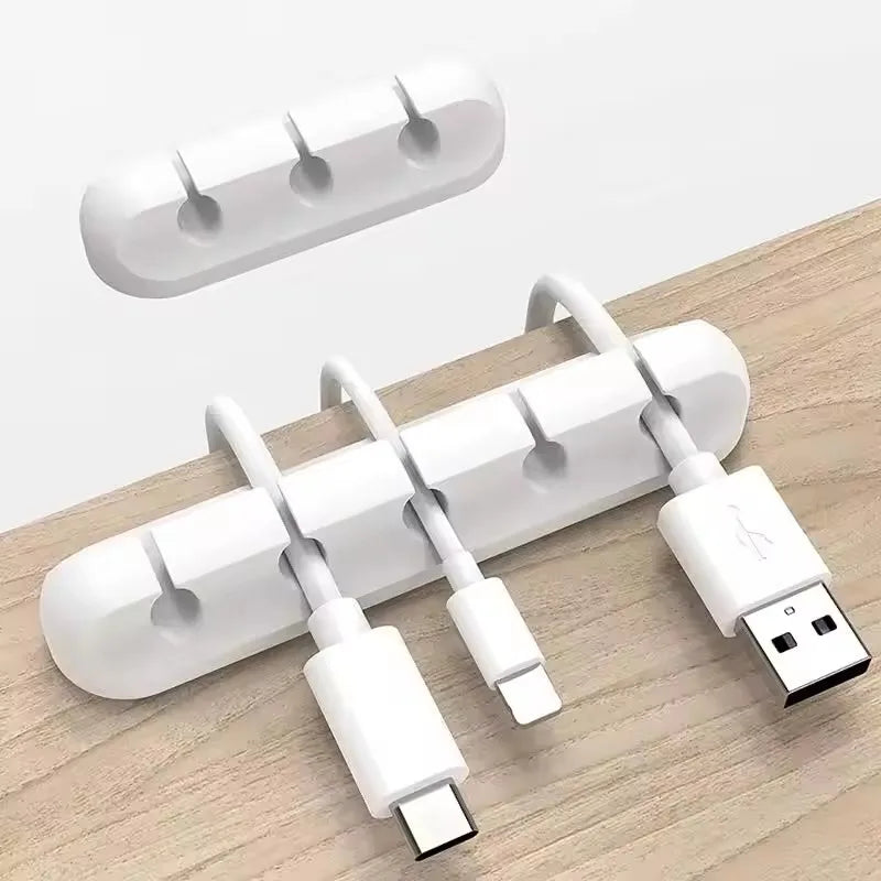 Silicone USB Cable Clip Organizer Self-Adhesive Cord Holder for Desk and Home Office