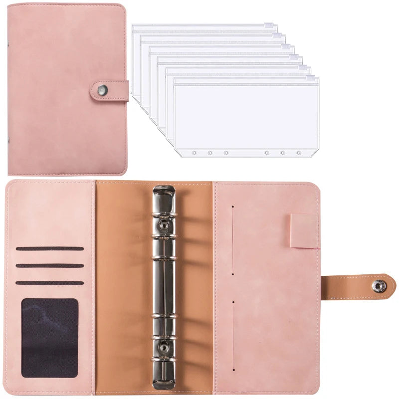 A6 PU Leather Budget Binder Notebook Cash Envelopes System Set Bill Organizer