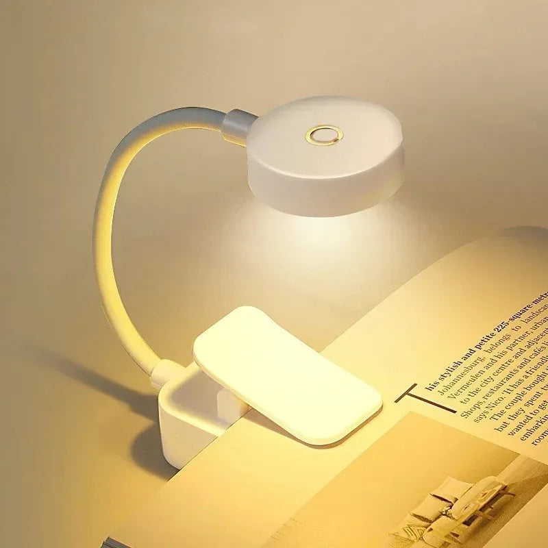 Mini Clip-On Book Light — 3-Color LED Reading Lamp, Battery-Powered