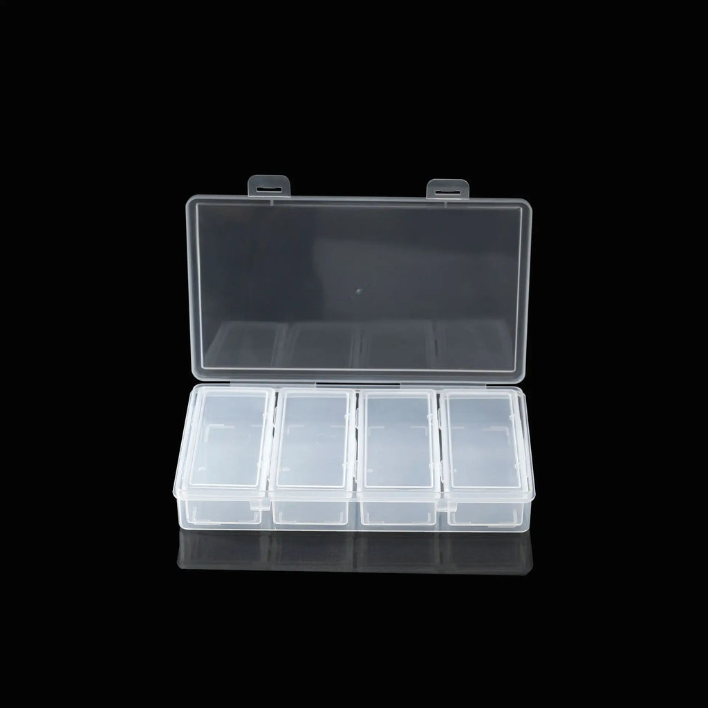 Clear Plastic Storage Organizer Box with 4 Adjustable Dividers for Desk Supplies, Crafts and Small Parts