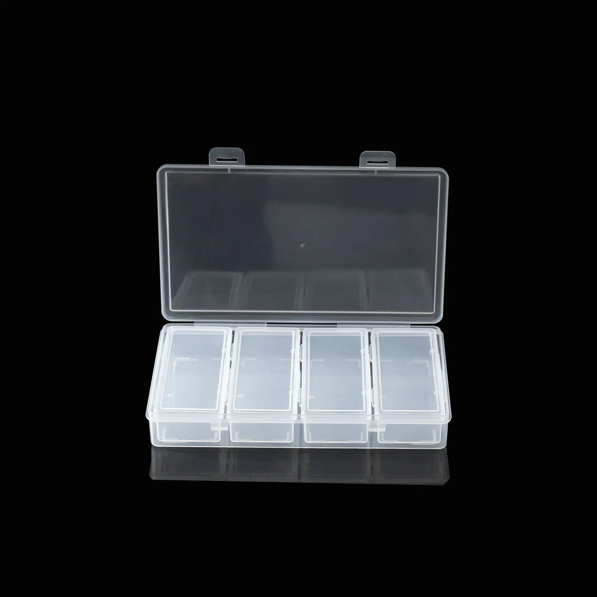 Clear Plastic Storage Organizer Box with 4 Adjustable Dividers for Desk Supplies, Crafts and Small Parts