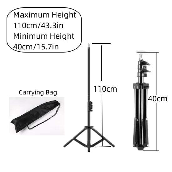 Adjustable Light Stand Tripod with Carry Bag, 50–210 cm Options