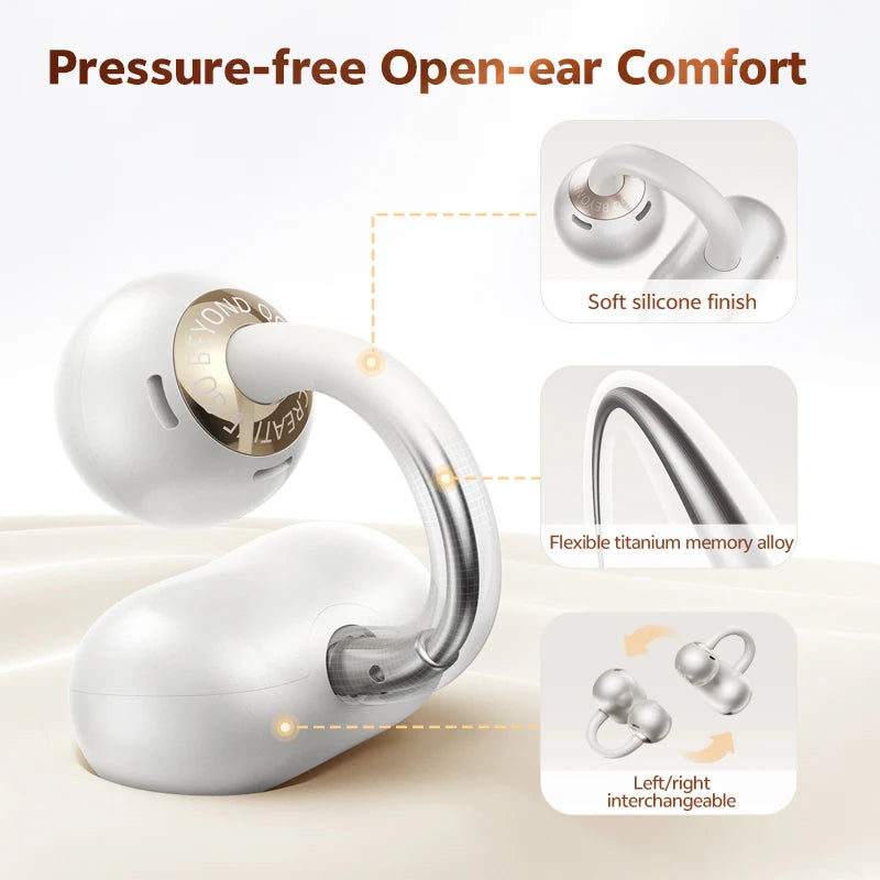 QCY Crossky C50 Open-Ear Bluetooth 6.0 Earbuds — Clip-On Sport Design with AI Clear Call & Bass Boost