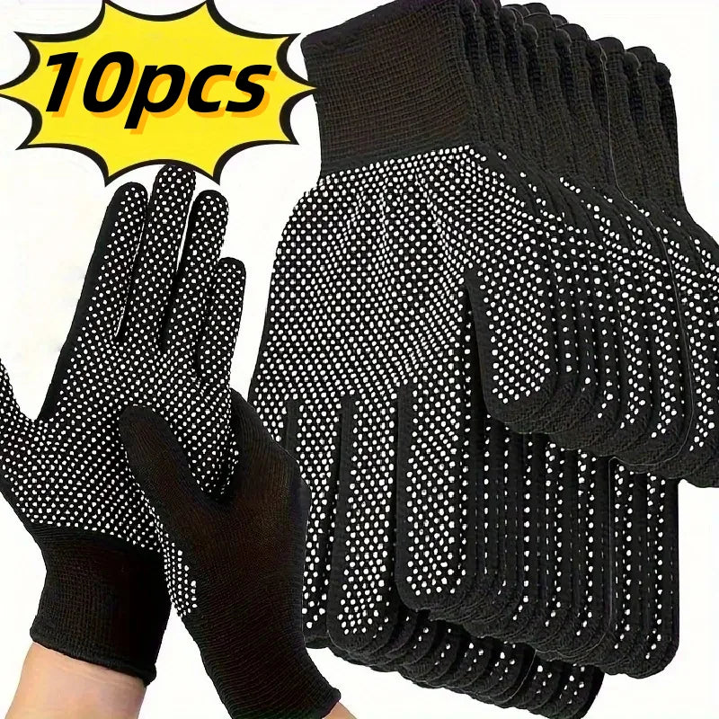 10-Pack Breathable Nylon Work Gloves — Unisex Non-Slip Gloves for Cycling, Fishing & Camping