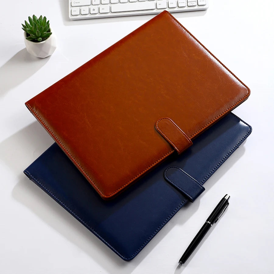 PU Leather A4 Padfolio Clipboard with Pen Holder and Card Slots for Business Meetings