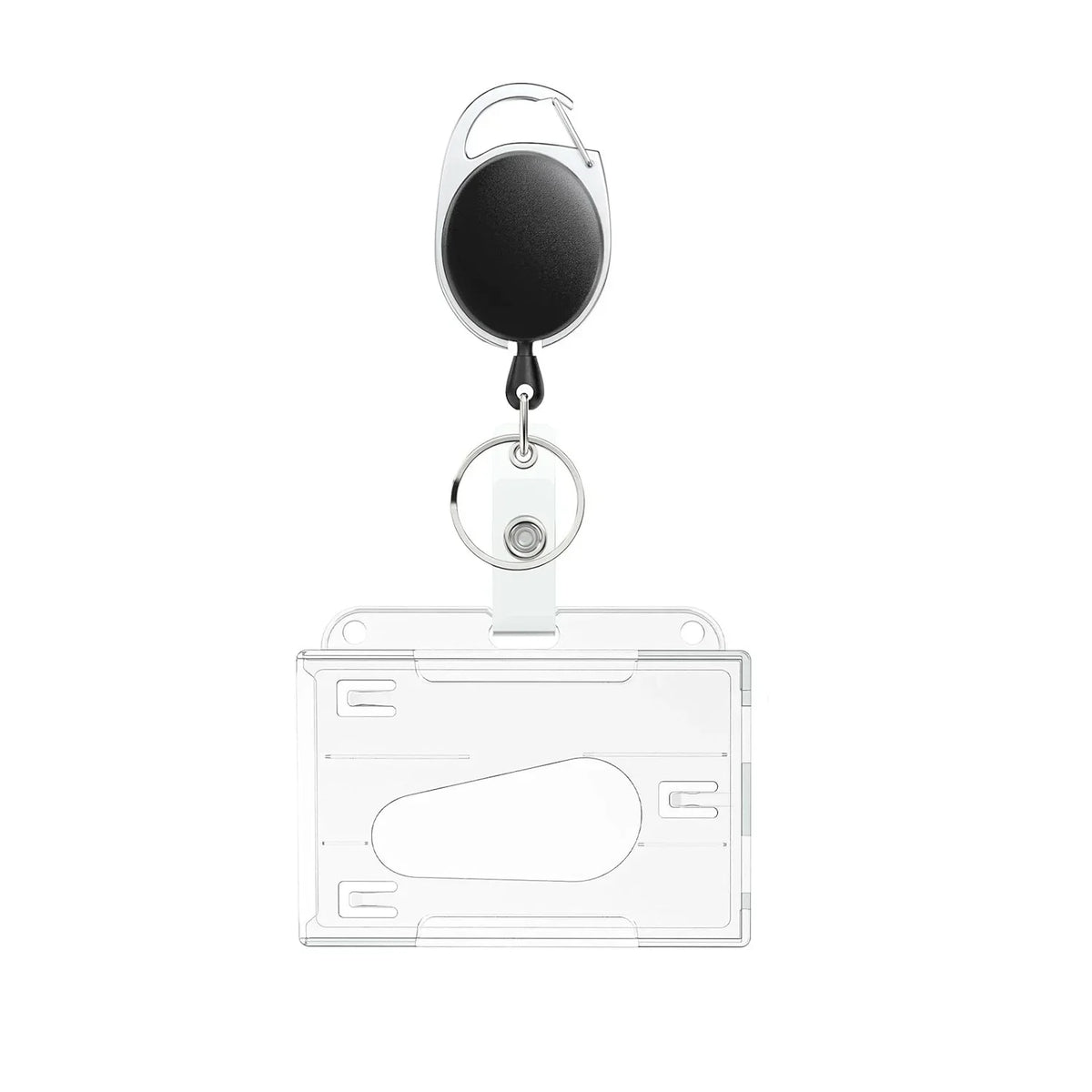 Clear ID Badge Holder with Retractable Badge Reel Clip, Transparent Work Card Sleeve for Employee Pass, Name Tag and Key Card