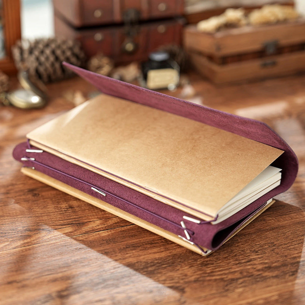 Trifold Leather Journal, Handmade Refillable Travel Journal Notebook