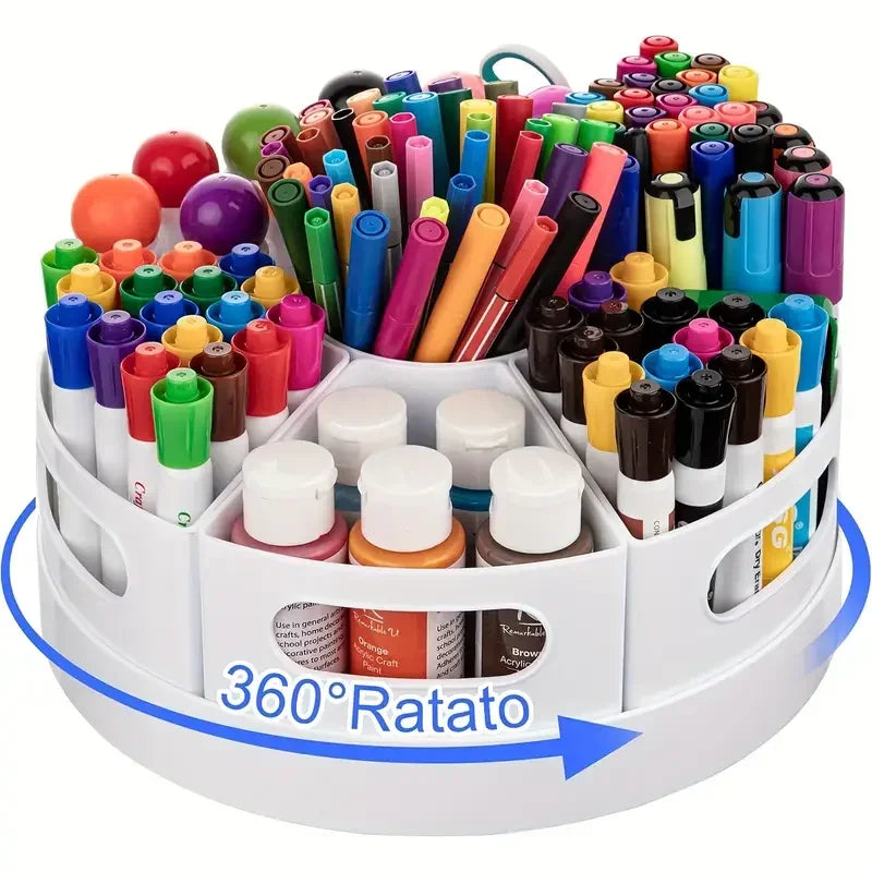 360° Rotating Desk Organizer with 7 Removable Bins