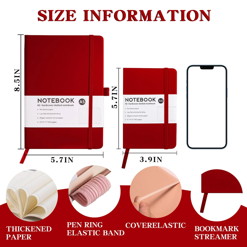 Hardcover A5/A6 Notebook with Elastic Closure
