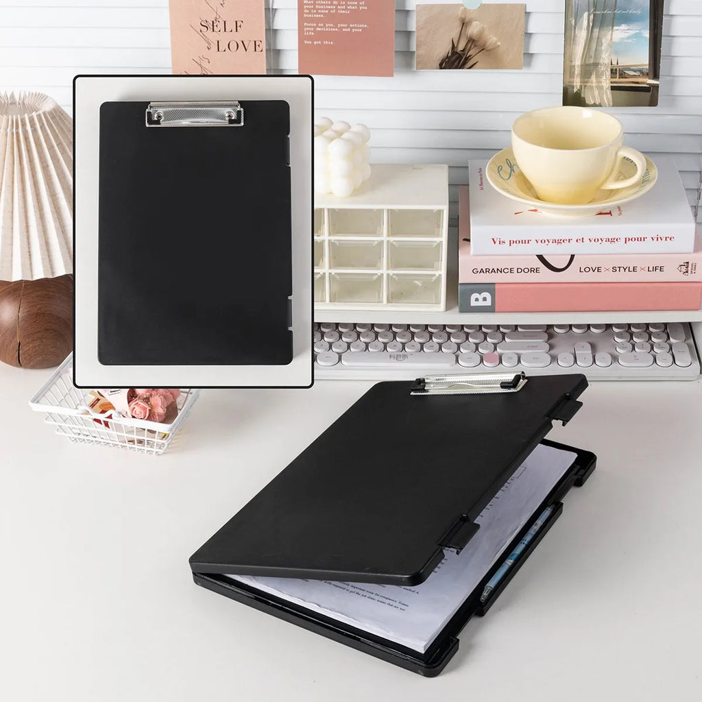 A4 Clipboard Folder with Storage Box for School Papers and Office Documents
