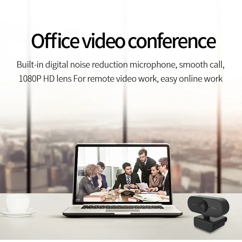 USB Webcam with Microphone — 360° Rotatable HD Camera for Laptop, Desktop & Video Calls