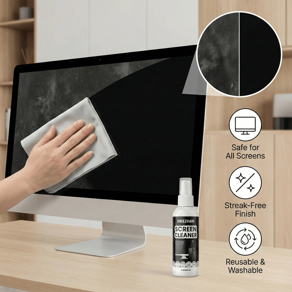 Screen Cleaner Spray Kit with Microfiber Cloth — for Phones, Laptops, Monitors & Glasses