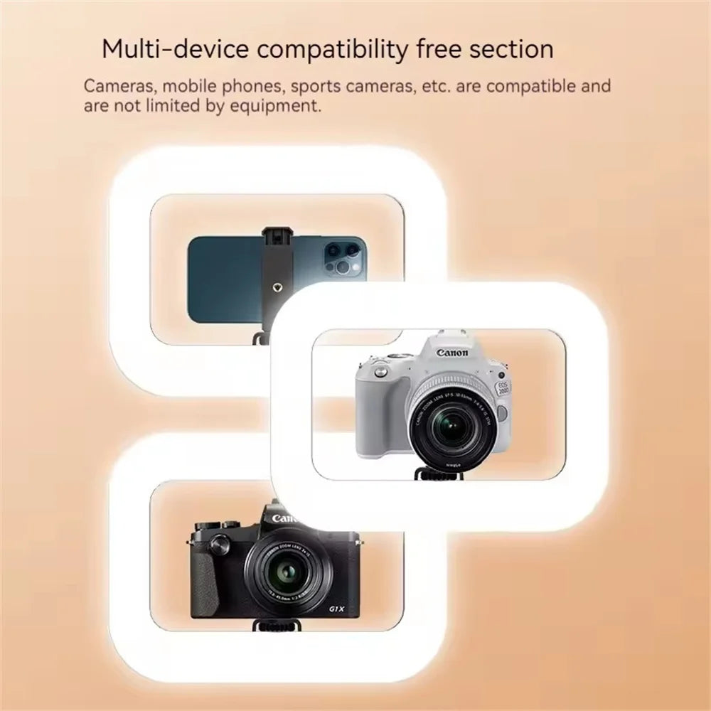 Handheld Rechargeable LED Ring Light with Phone Holder
