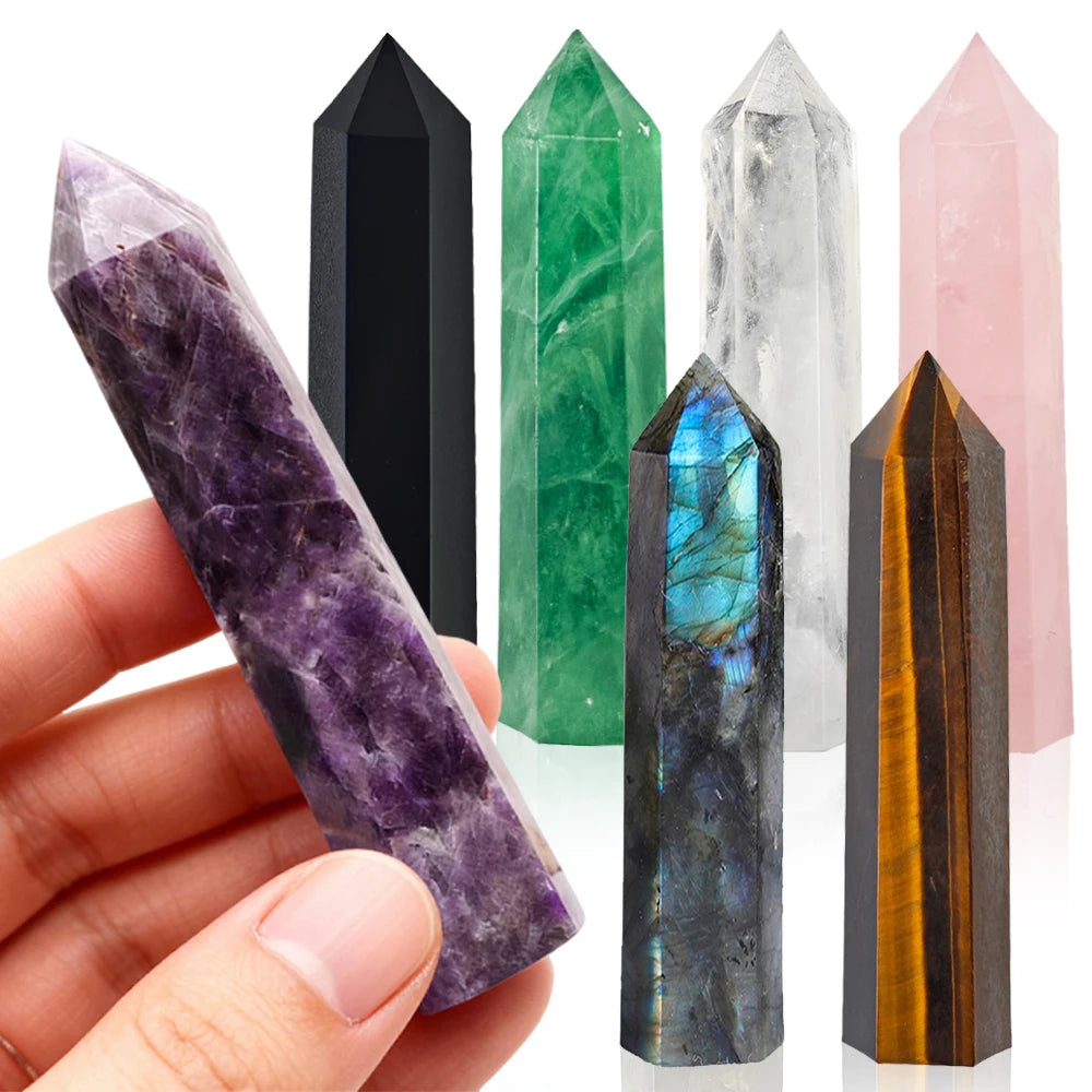 Natural Crystal Point Wand — Reiki Healing Stone for Home Decor & Meditation