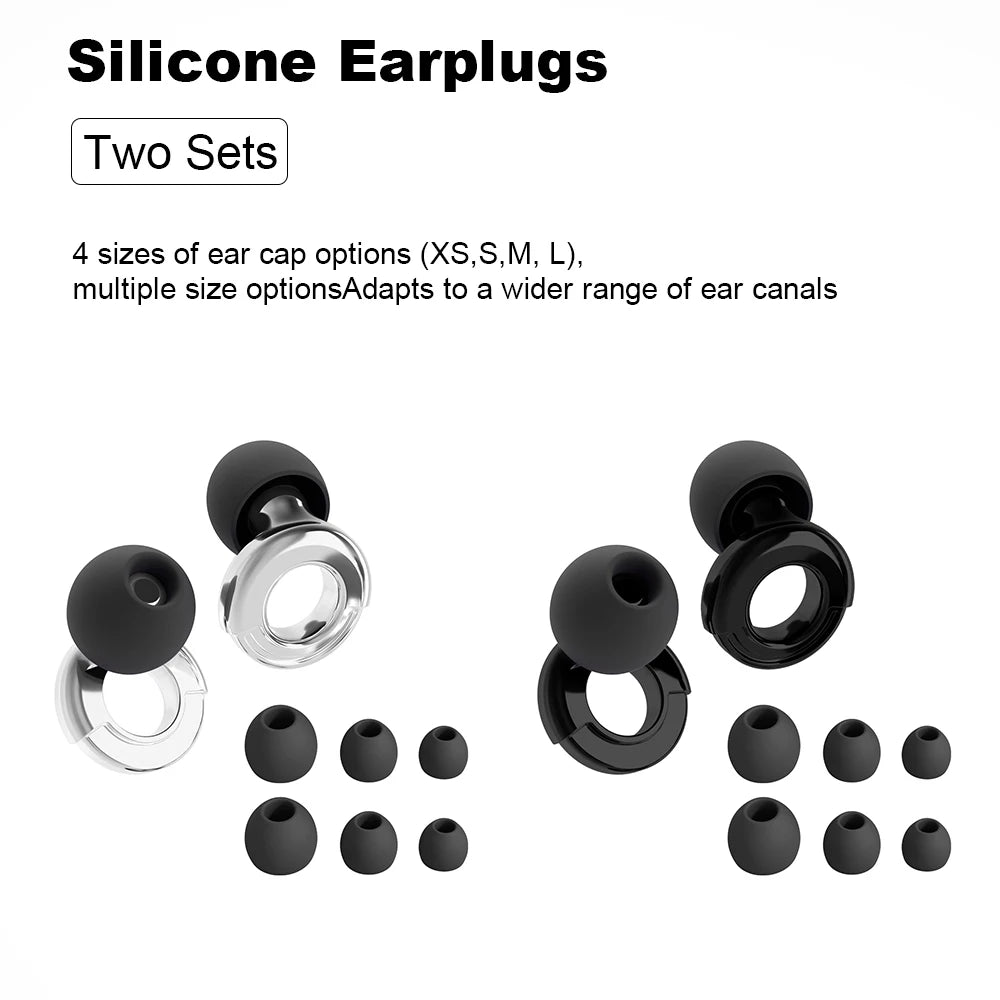 Quiet Ear Plugs for Noise Reduction — Soft Reusable Hearing Protection for Sleep, Swim & Work, 8 Tips in XS/S/M/L