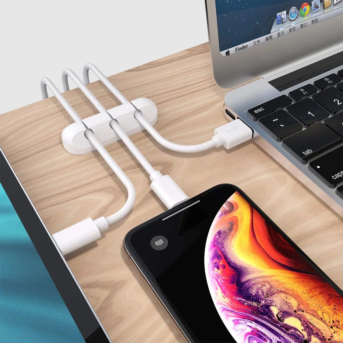 Silicone Cable Organizer Clips, Desktop USB Cord Holder and Wire Management for Charger, Mouse and Headphone Cables, 3, 5 or 7 Slots