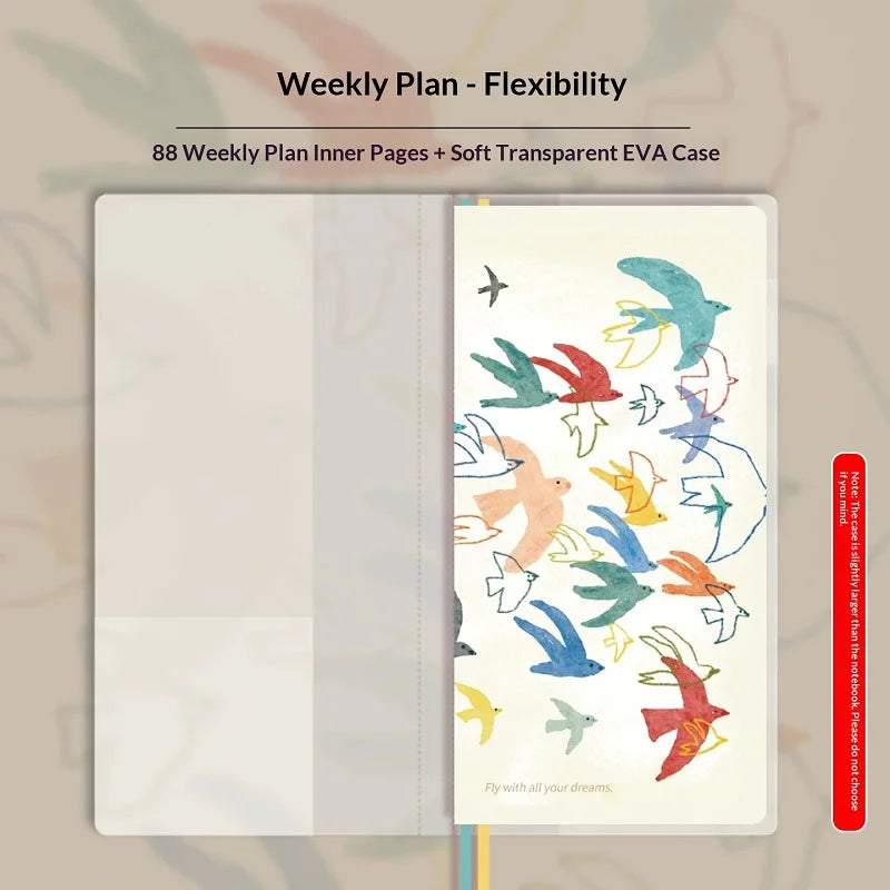 Undated Weekly Planner Book with Illustrated Cover Designs, Daily Schedule Organizer Notebook with Optional Planner Cover