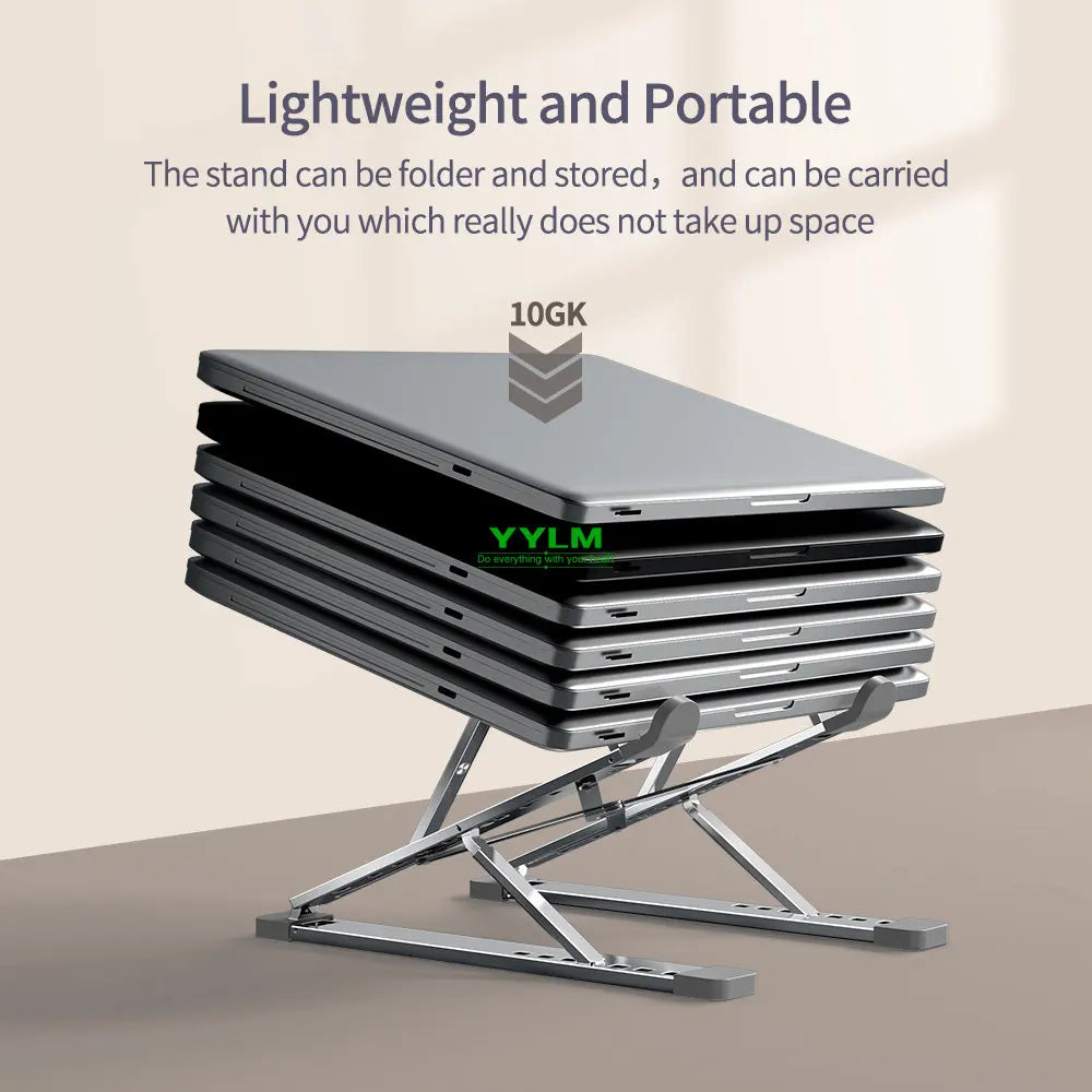 Adjustable Aluminum Laptop Stand — Foldable, Portable, Multi-Height Cooling Holder