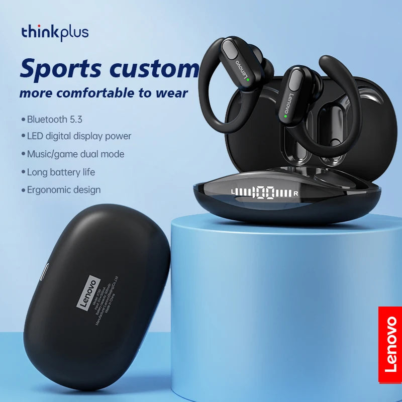 Sports Wireless Earphones with Mic — LED Power Display, Bluetooth 5.3 TWS Headphones