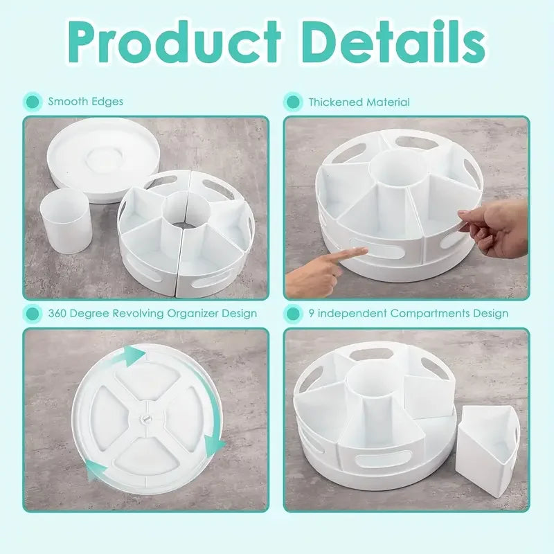 360° Rotating Desk Organizer with 7 Removable Bins