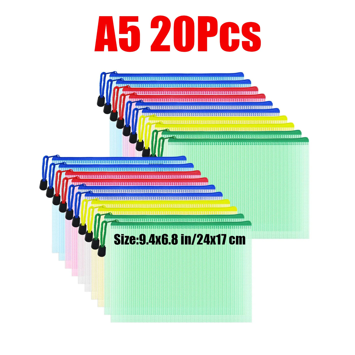 Waterproof Zipper Document Bags Clear Plastic File Folders A3 A4 A5 A6 B4 B5