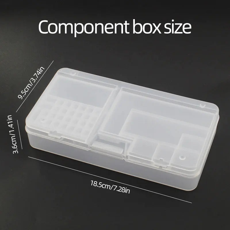 Double Layer Clear Component Storage Box for Small Electronics, Screws, SD Cards and Repair Tools