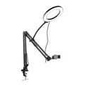 Overhead Phone Tripod Desk Mount with Optional Ring Light, Adjustable Arm Stand for Filming, Live Streaming and Recording Videos