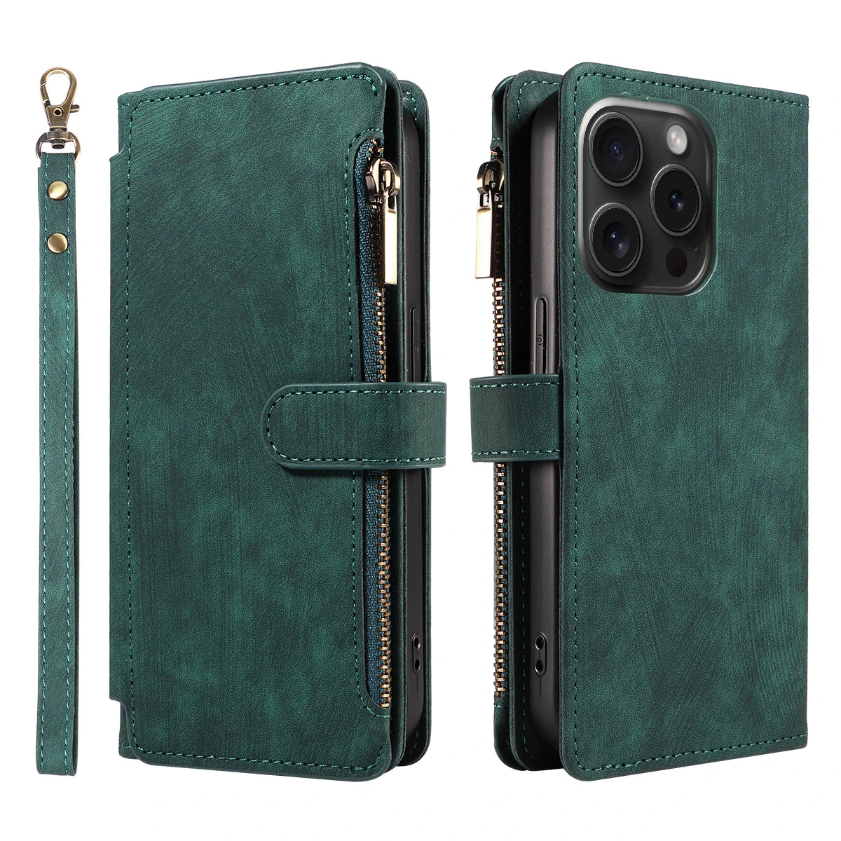 Magnetic Leather Flip Wallet Case for iPhone 11-17 Series (Pro, Pro Max, Plus, Air)