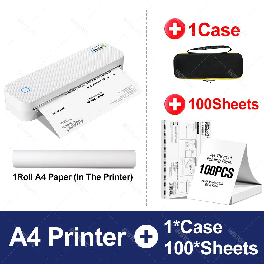 Portable A4 Bluetooth Thermal Printer — Wireless Photo & Document Printer for Home, Office & Travel