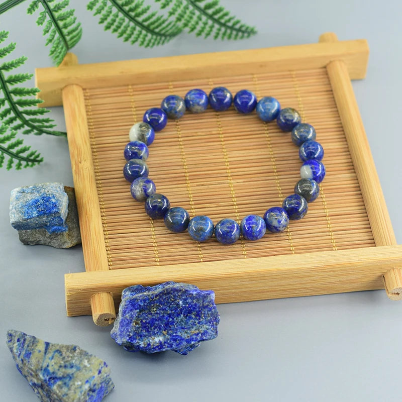Natural Lapis Lazuli Stone Beads Bracelet — Energy Healing Jewelry