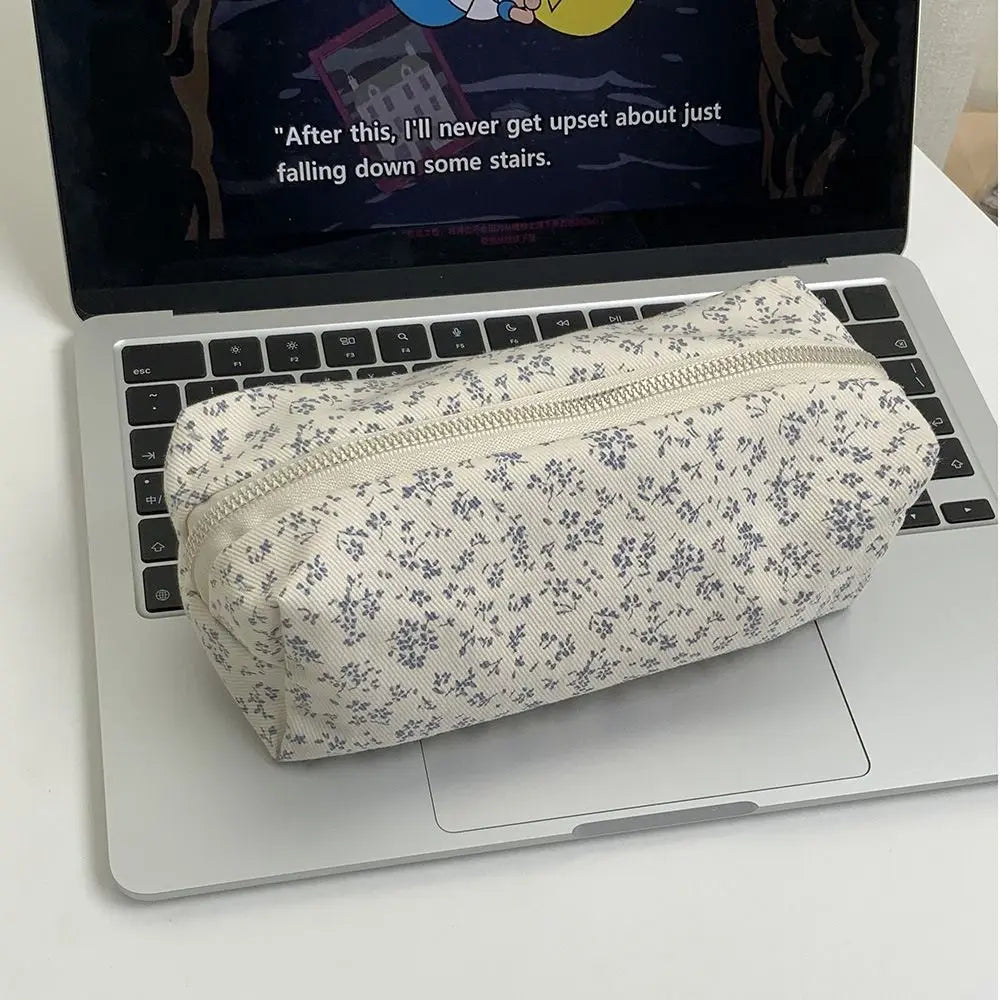 Floral Quilted Pencil Case with Zipper