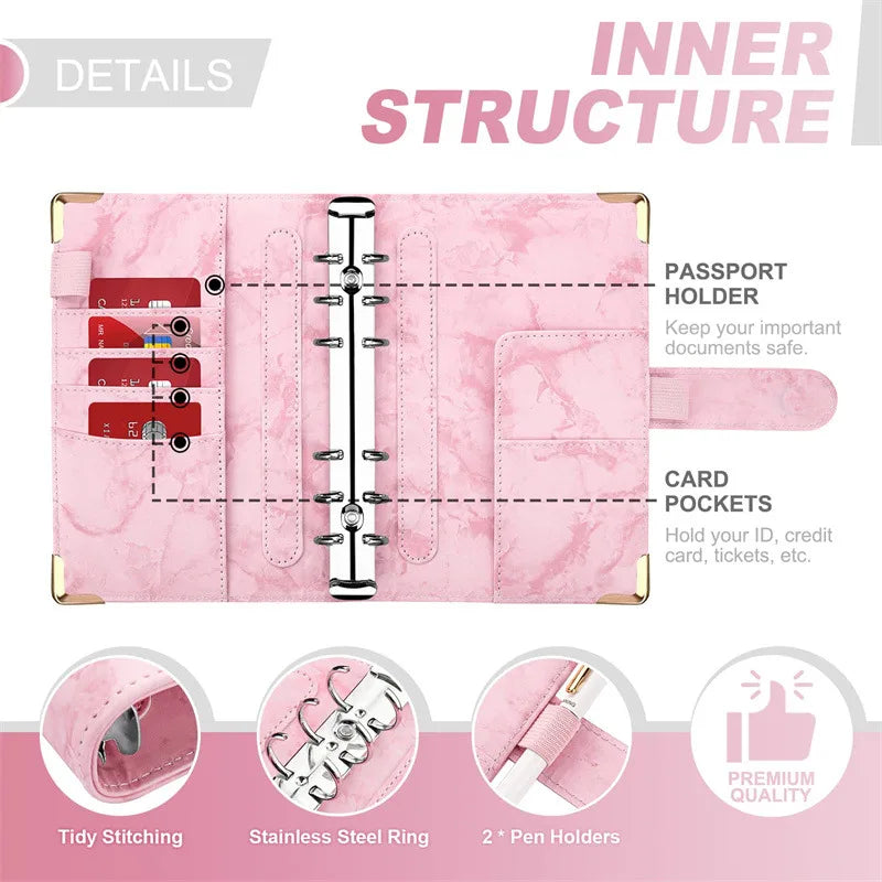 A6 Cash Envelope Budget Binder — 6-Ring Loose-Leaf Money Organizer