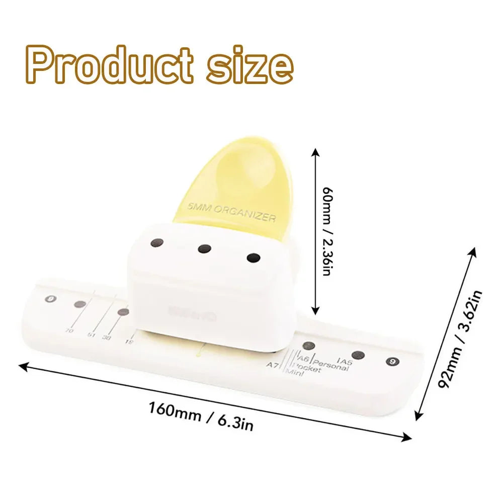 3 Hole Paper Punch for Loose Leaf Binder Planners, Adjustable A5 A6 A7 Hole Puncher, 8 Sheet Capacity